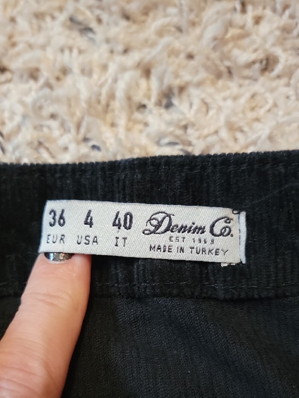 Denim&Co Black Button-Front Corduroy Mini Skirt - Picture 2 of 6